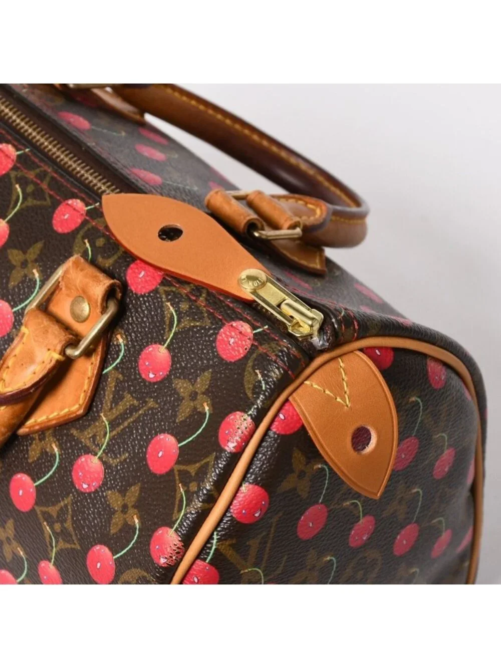 Louis Vuitton Speedy 25 Handbag Monogram Cherry Brown Takashi Murakami